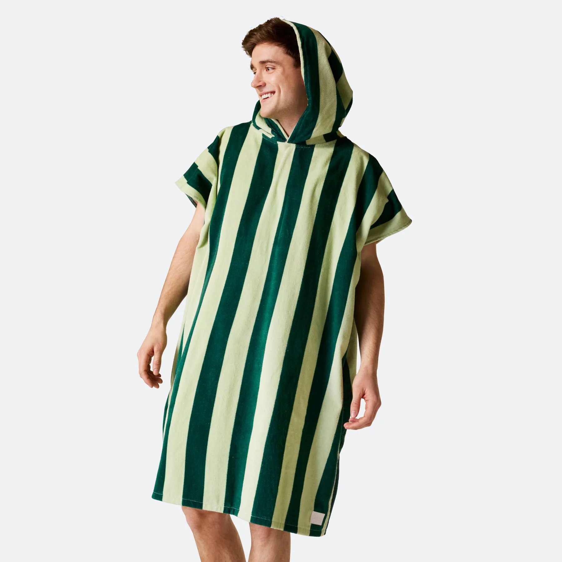Gestreifter Grüner Badeponcho