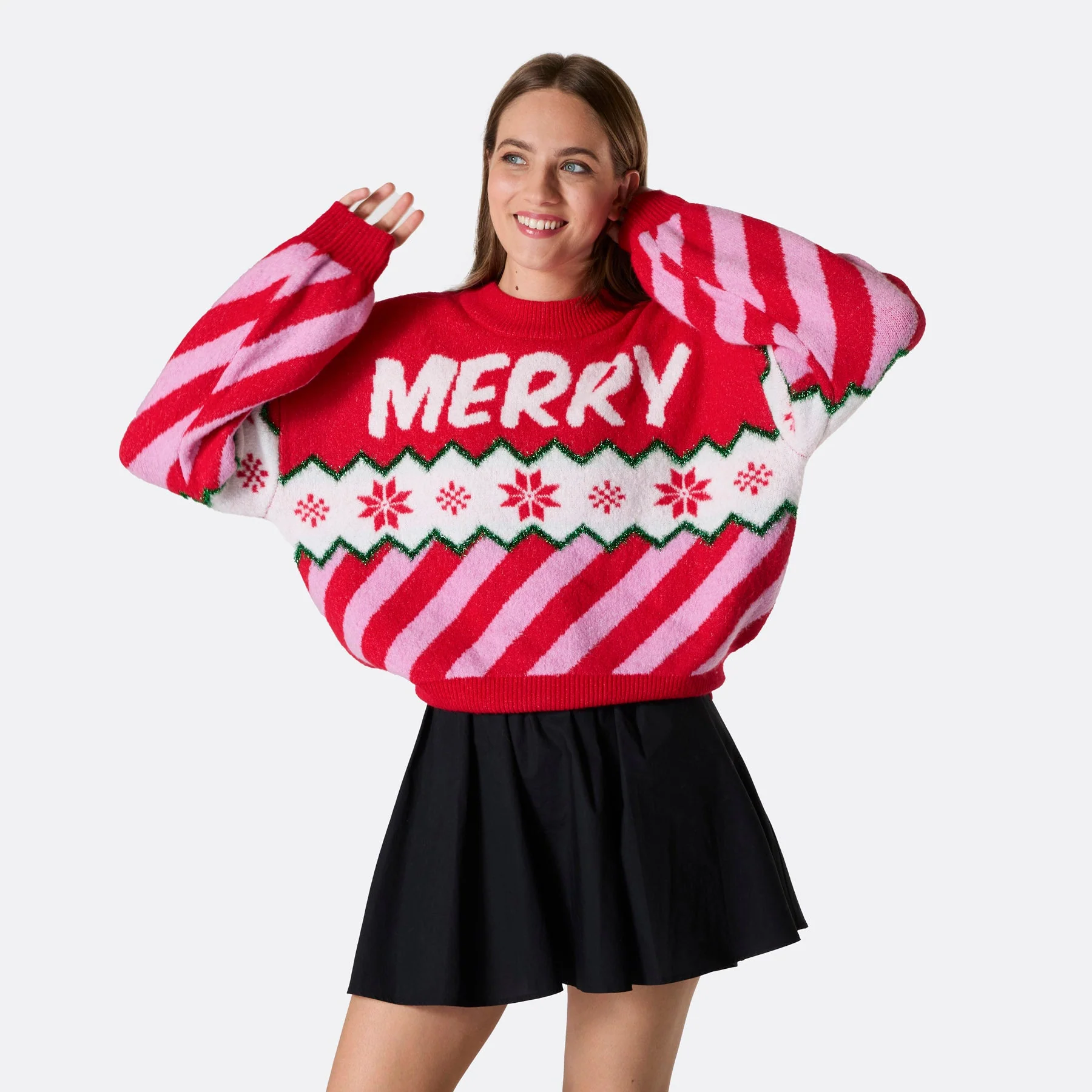Merry Xmas Oversized Weihnachtspullover Damen