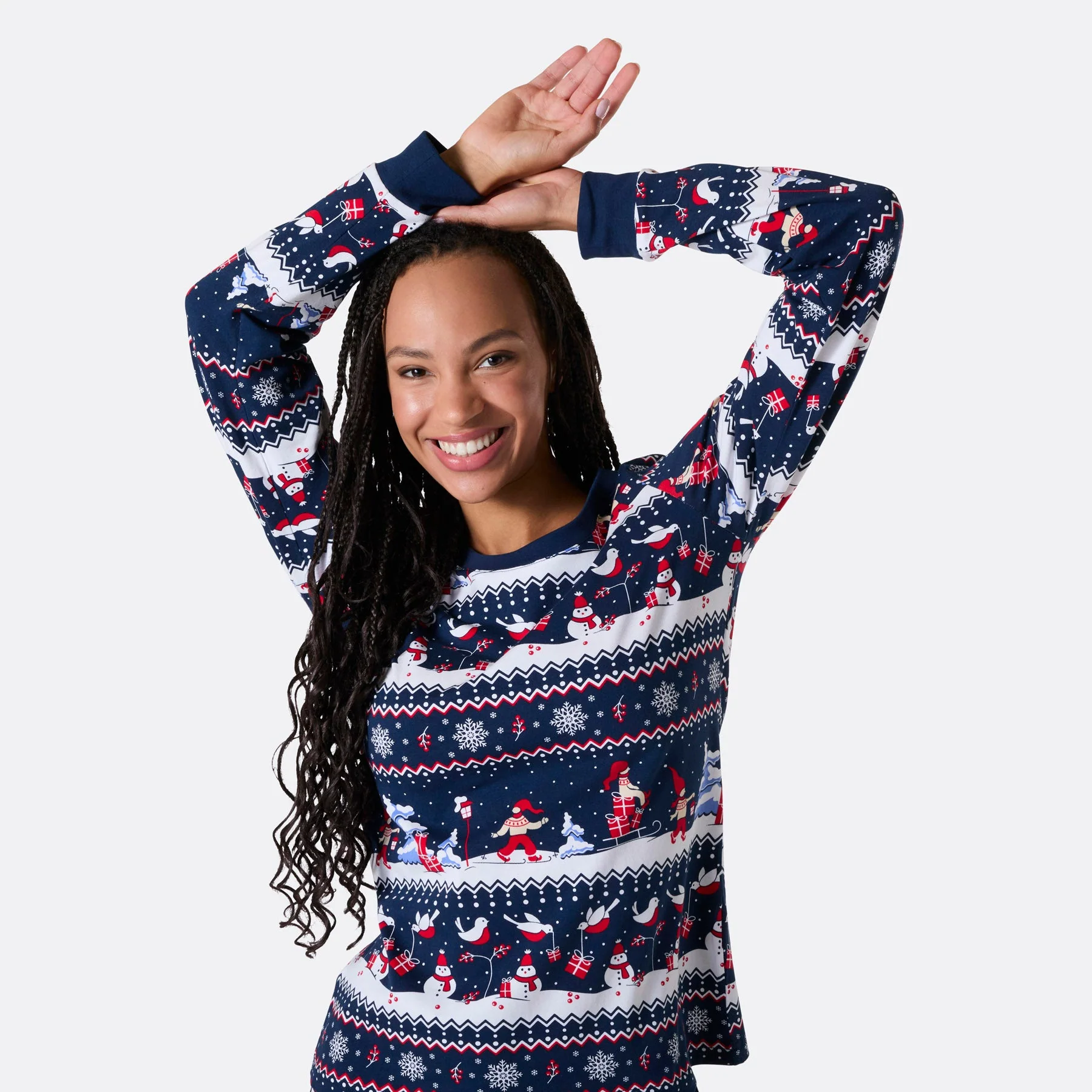 Weihnachtslandschaft Weihnachtspyjama Damen