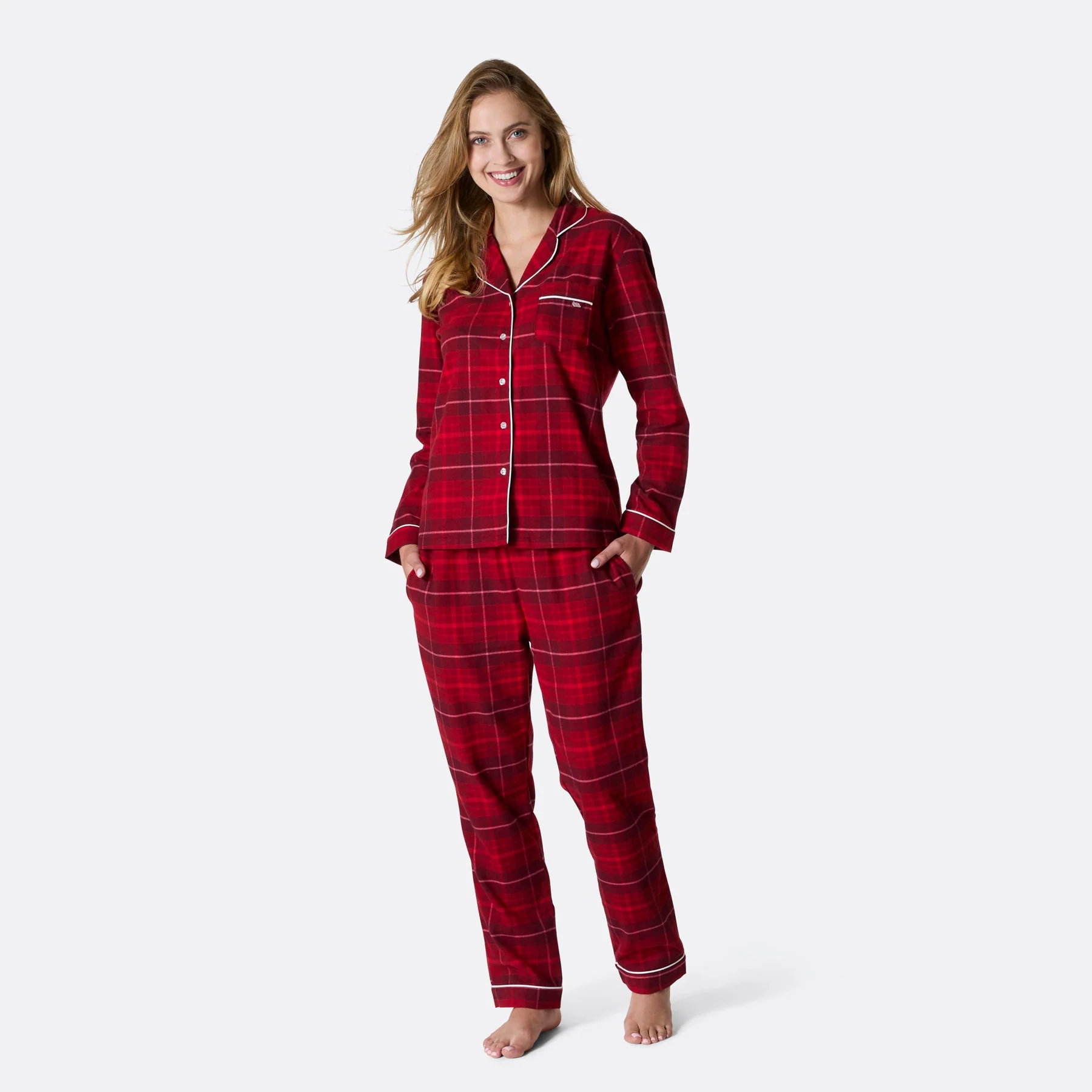 Roter Flanell Weihnachtspyjama Damen
