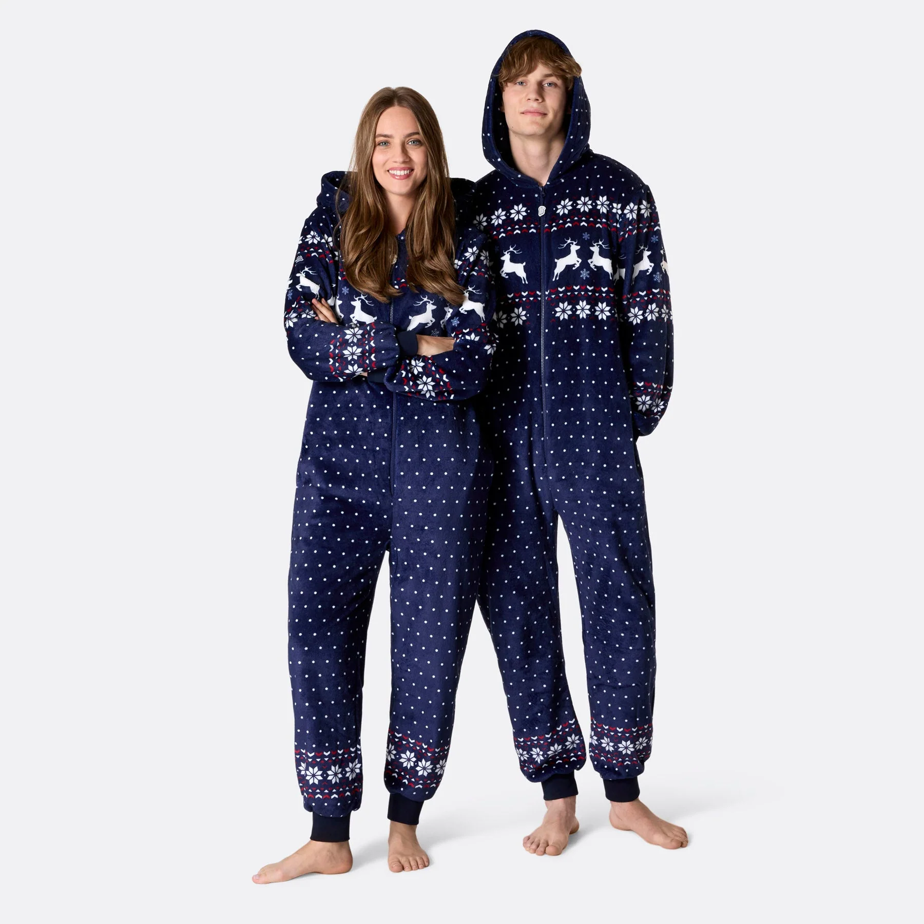 Blauer Weihnachts-Onesie Damen
