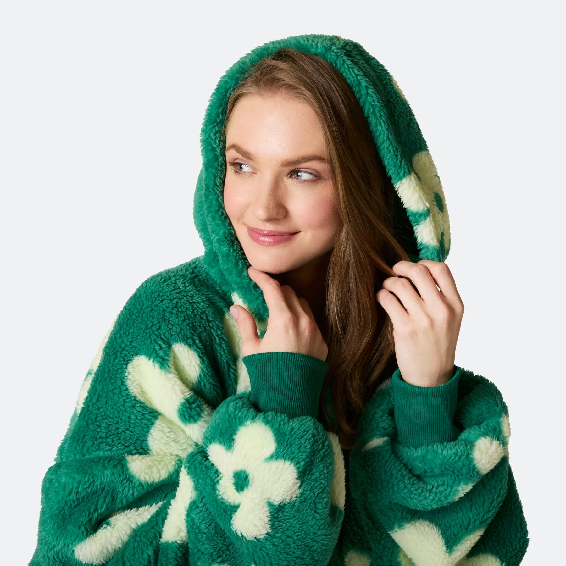 Grüner Blumen Teddy HappyHoodie