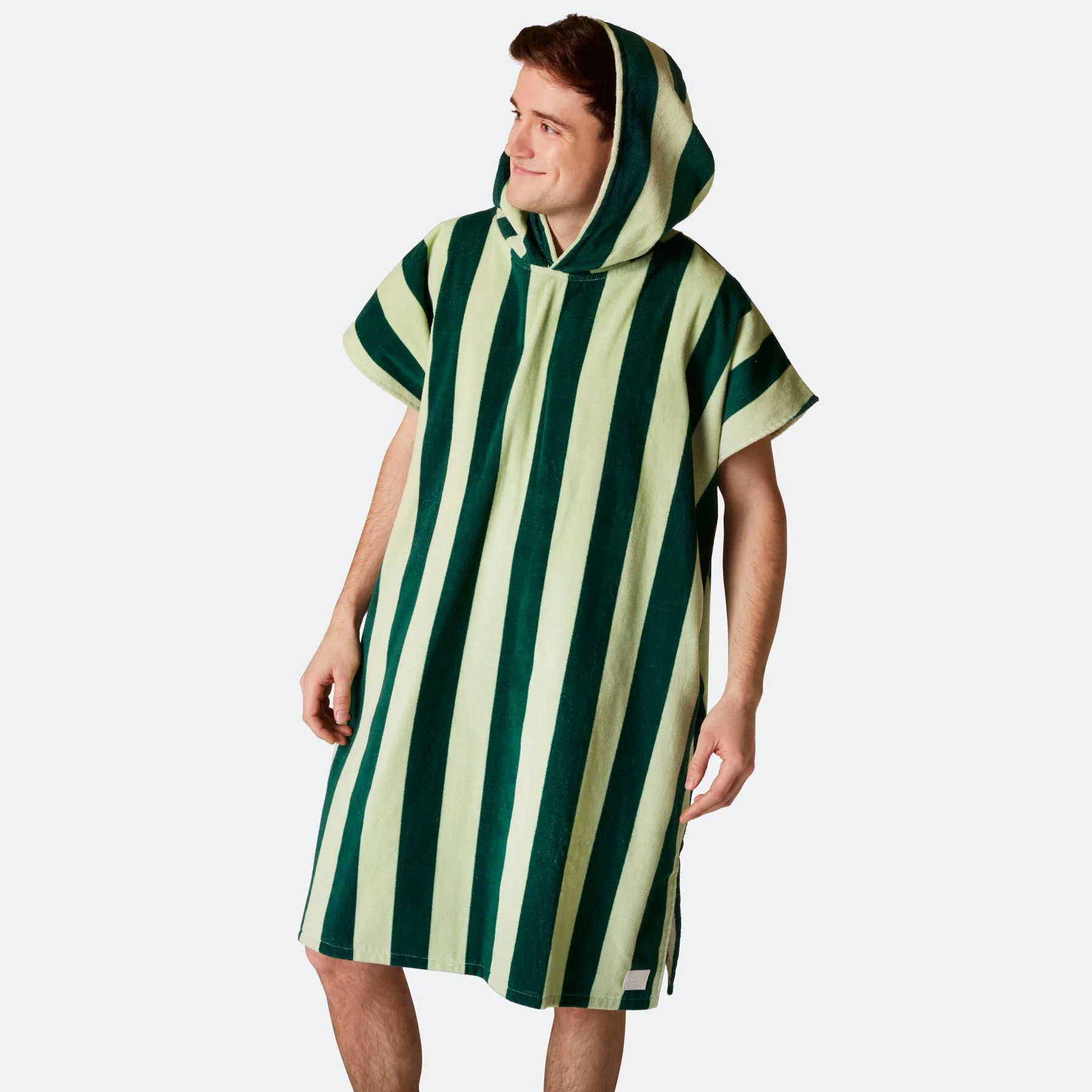 Gestreifter Grüner Badeponcho