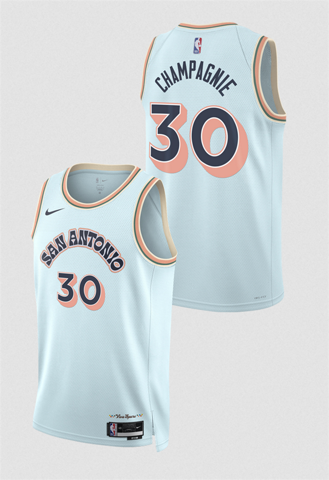 San Antonio Spurs #30 Julian Champagnie Light Blue 2024-25 City Edition Stitched Jersey