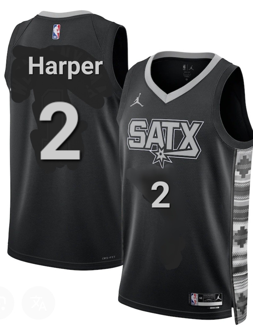 San Antonio Spurs #2 Dylan Harper Gray Black Statement Edition Stitched Jersey