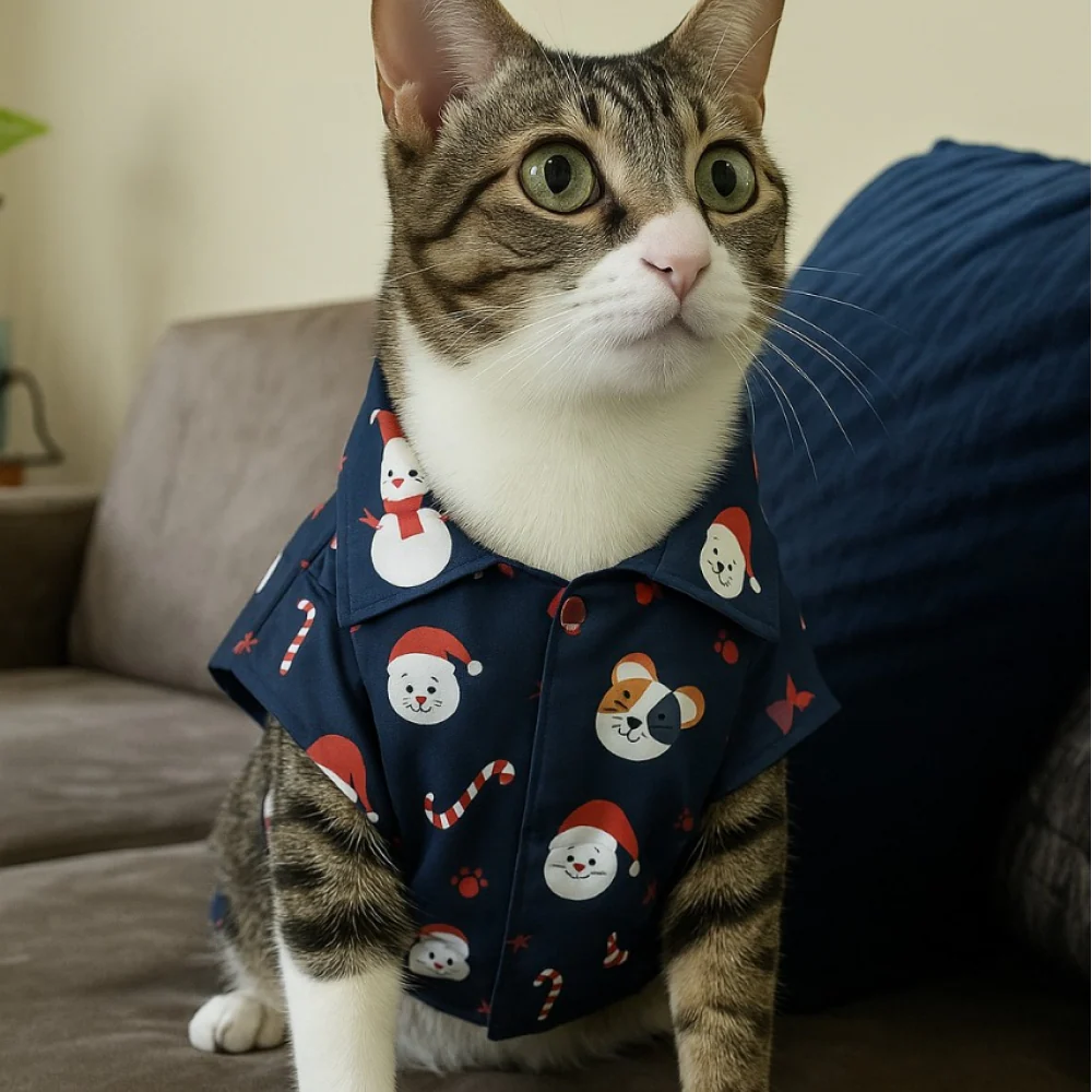 15 Furries Snowman Shirts for Cats(Dark Blue)