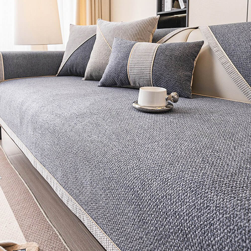 Breathable Woven Cotton Linen Non-Slip Couch Cover