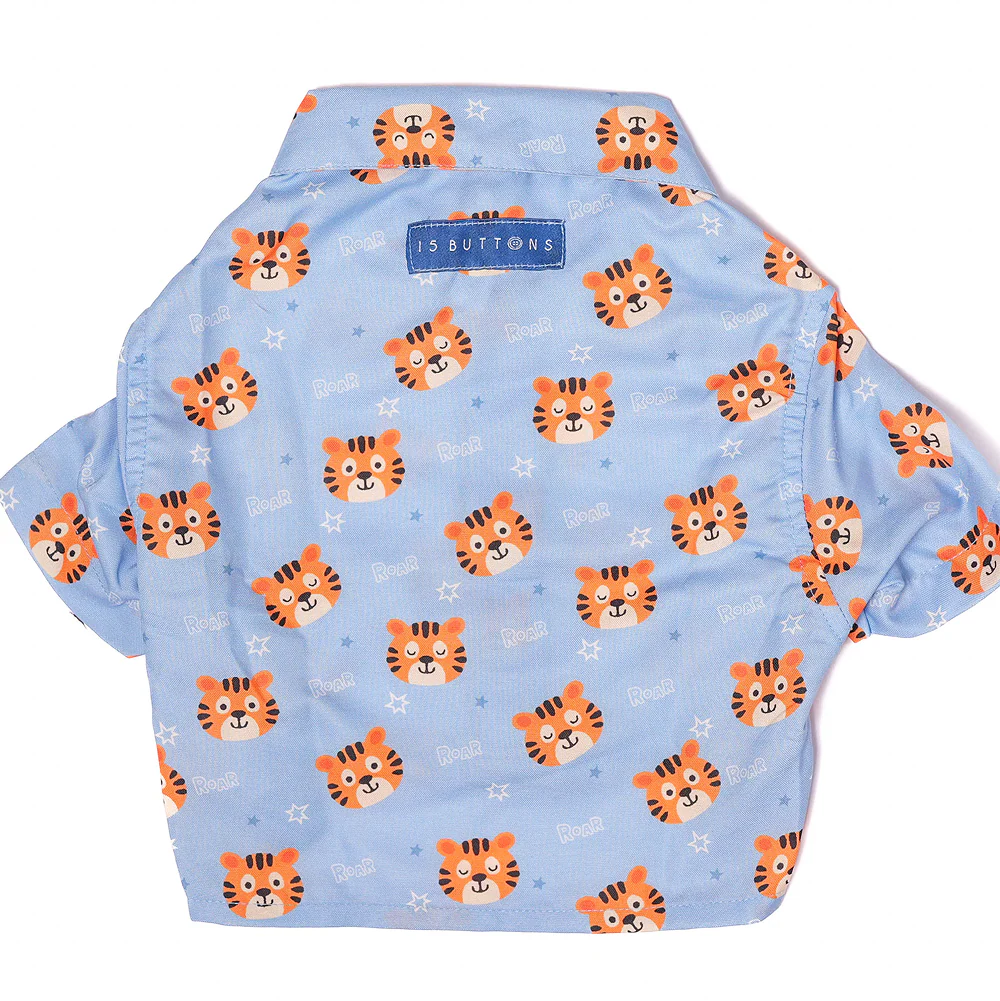 15 Furries Tiger Shirt for Cats (Orange and Blue)