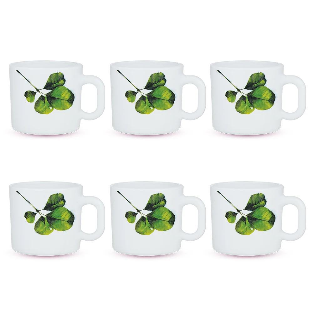 Larah by Borosil Oval Mug Set, 100ml x 6