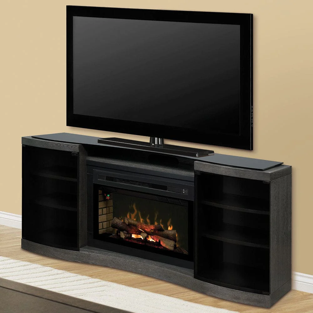 Acton Silver Charcoal Multi-Fire XD Electric Fireplace Entertainment Center w/Logs