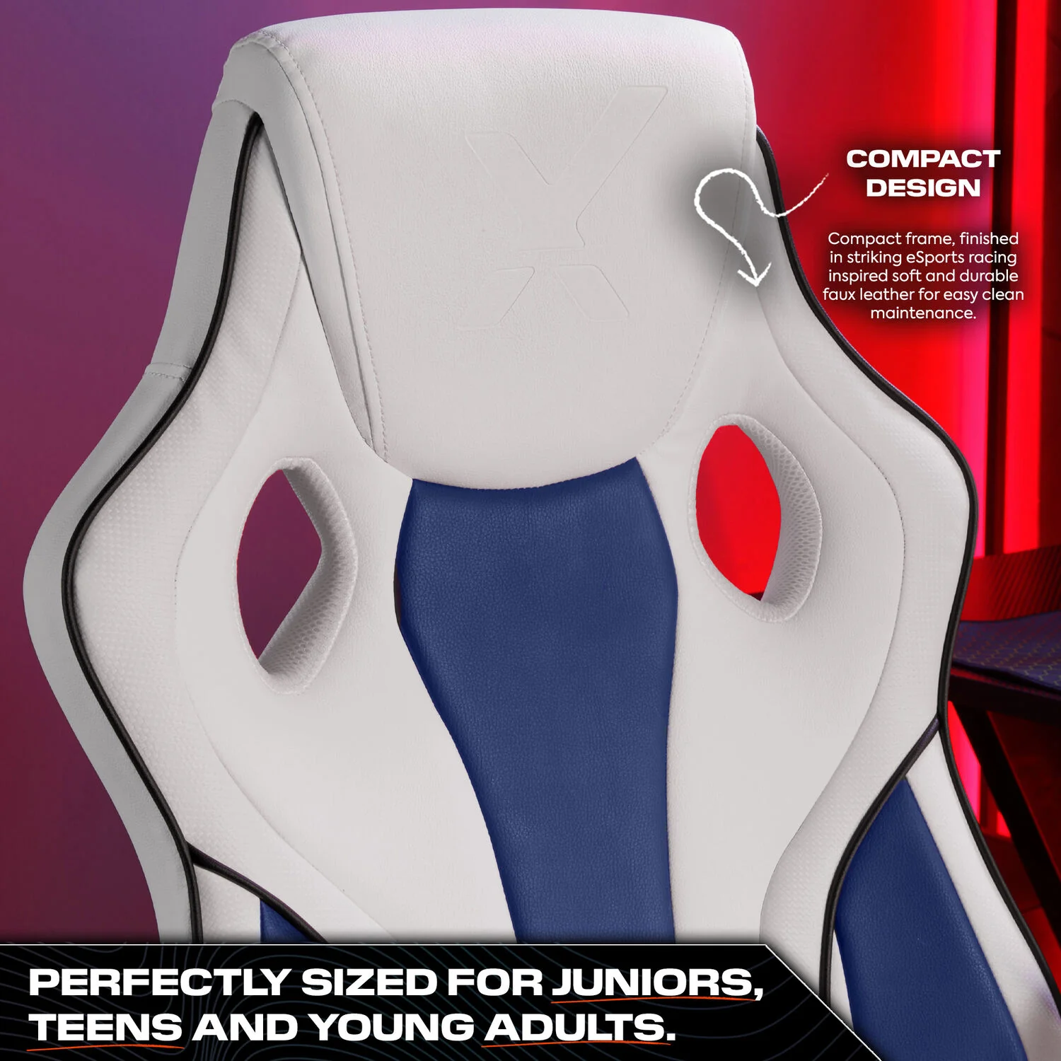 Maverick Ergonomic PC Office Gaming Chair - White / Blue