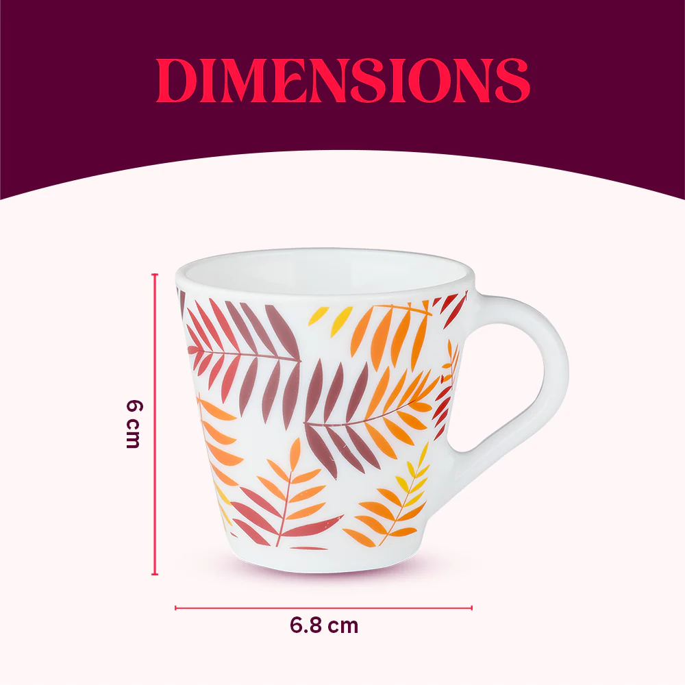 Larah by Borosil Novelty Costa Mug Set, 110ml x 6