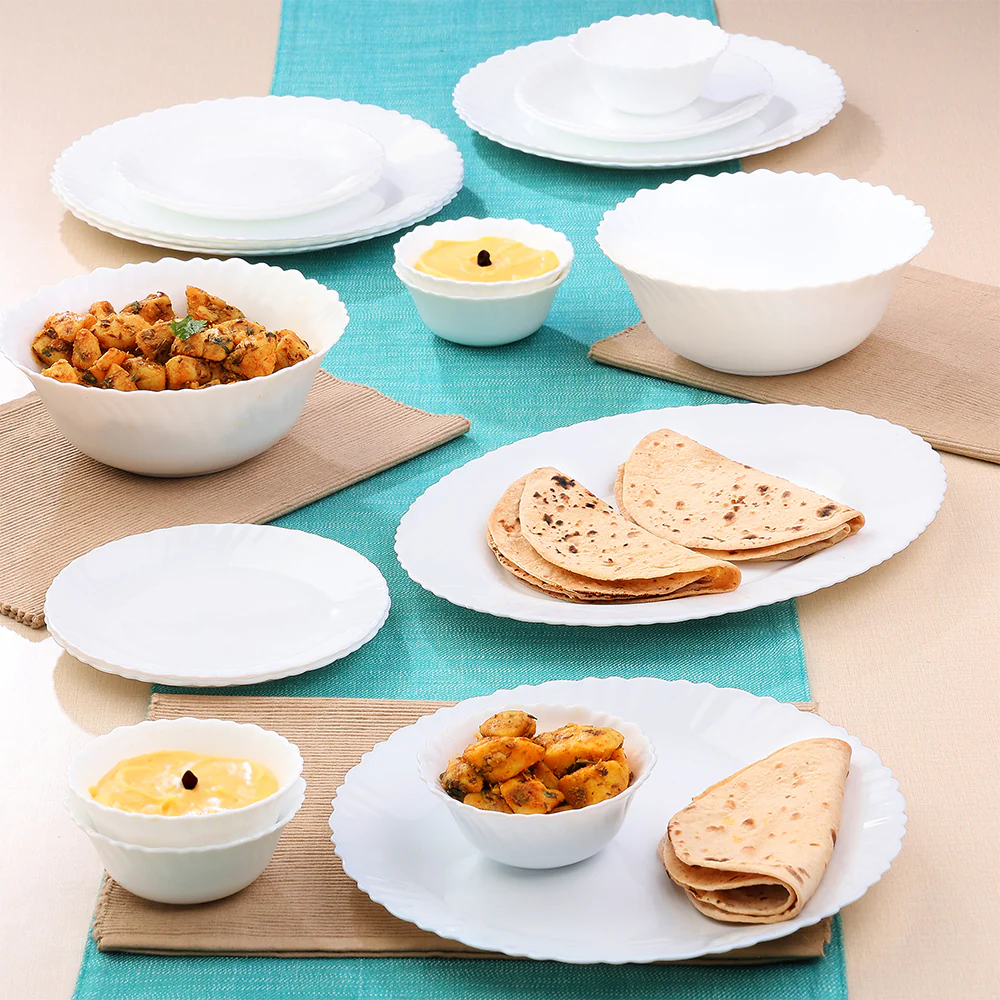 Larah by Borosil, Snow Dinner Set, 21 pc