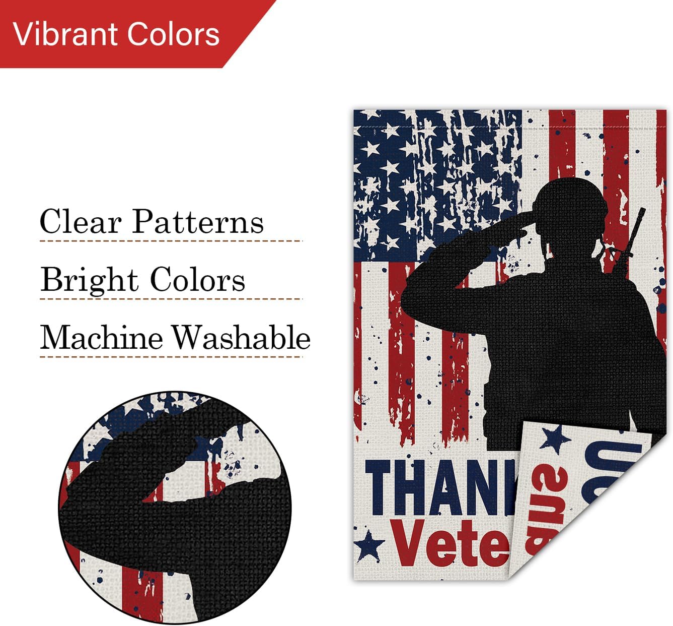 Veterans Day Garden Flag Thank You Veterans 12x18 Inch, 6 Pcs
