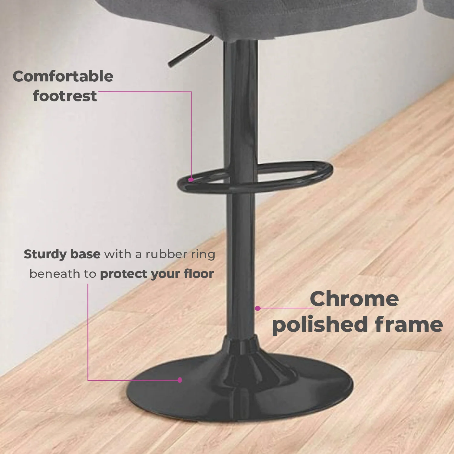 Neo Black Steel & Grey Fabric Bar Stools