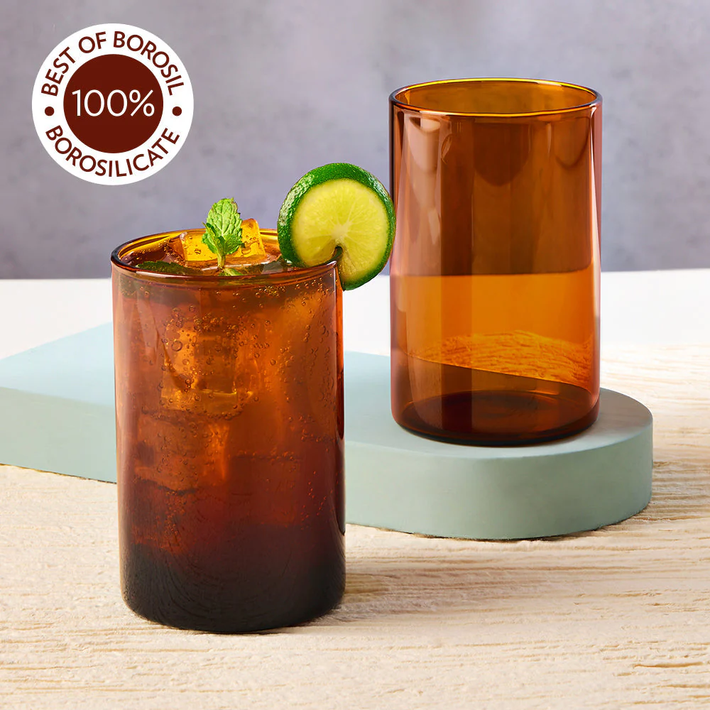 Borosil Vision Amber Glass, Set of 6, 295ml