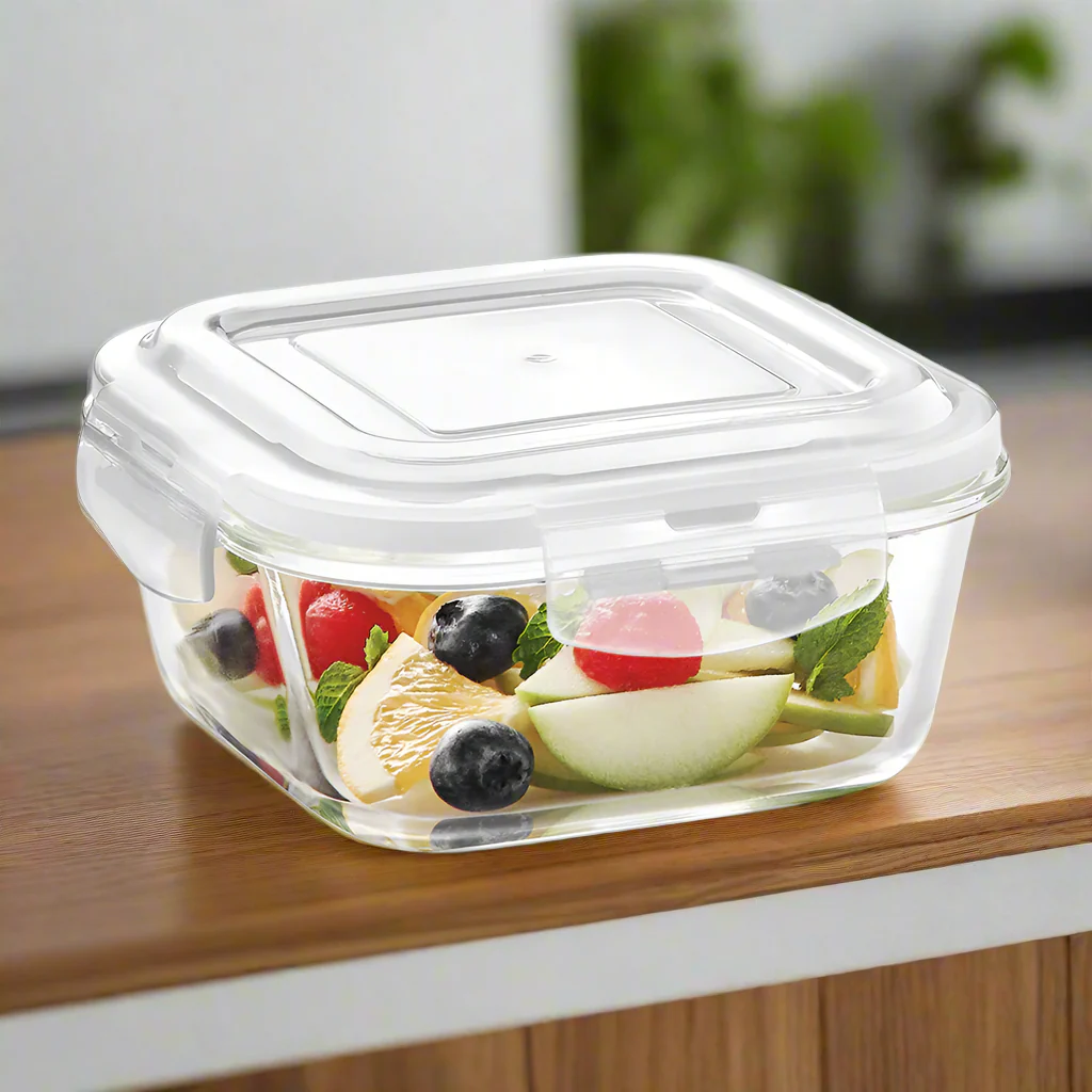 Borosil Tuff-Glass Klip n Store, Square Container