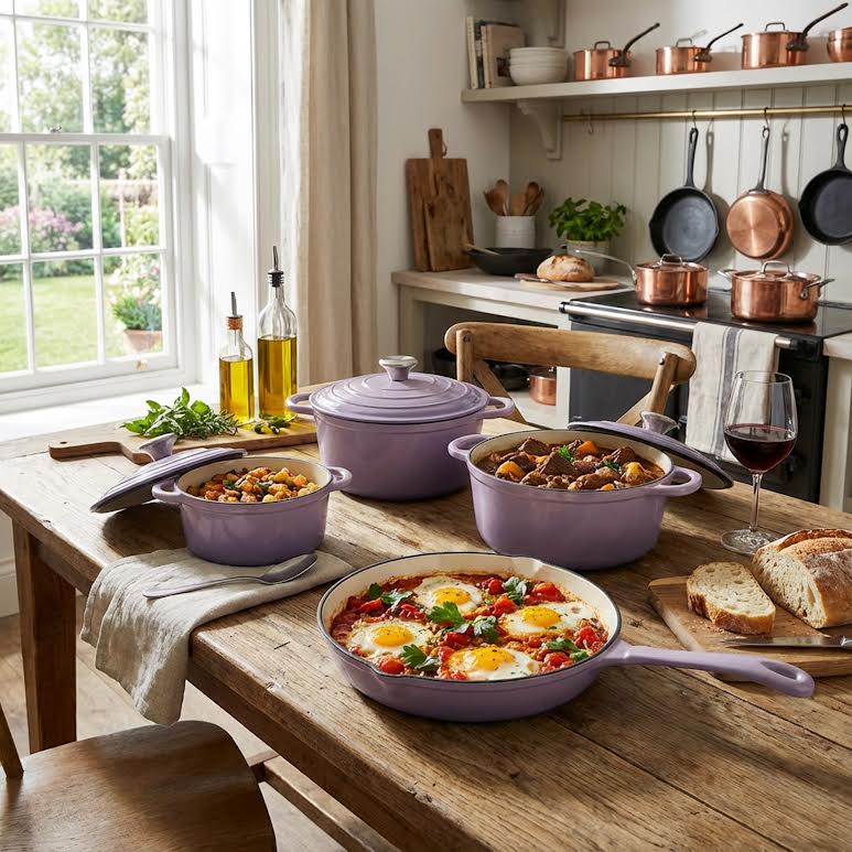 CH 7 Piece Cast Iron Pot Set Lavender