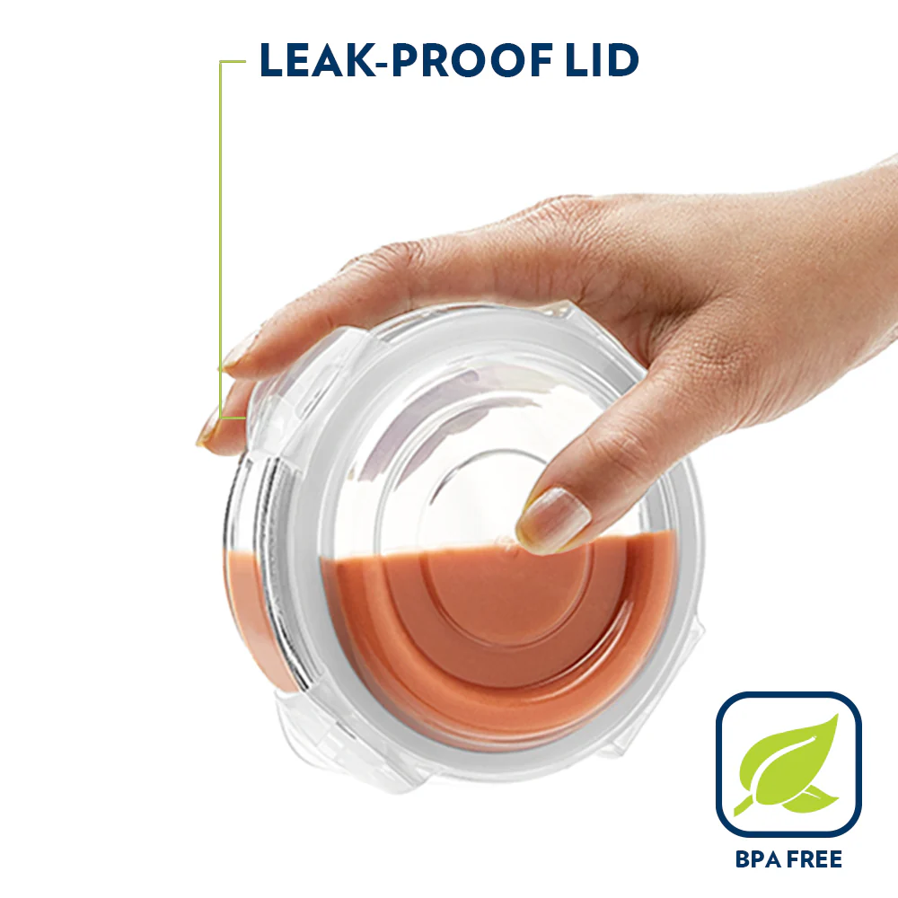 Borosil Prime Glass Lunchbox, Round x 2 (Tall), 400ml x 2