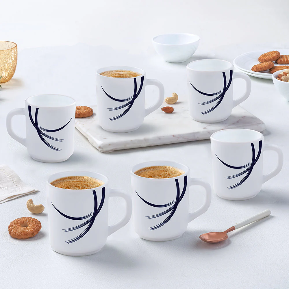 Larah by Borosil Indigo Stella Mug Set, 180ml x 12