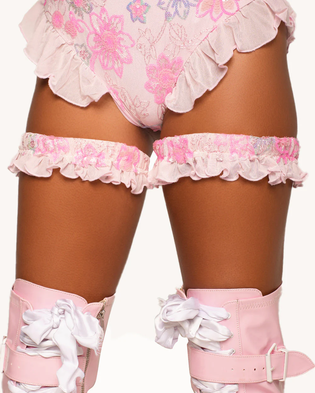 Magical Twinkling Bodysuit with Sleeves and Garter