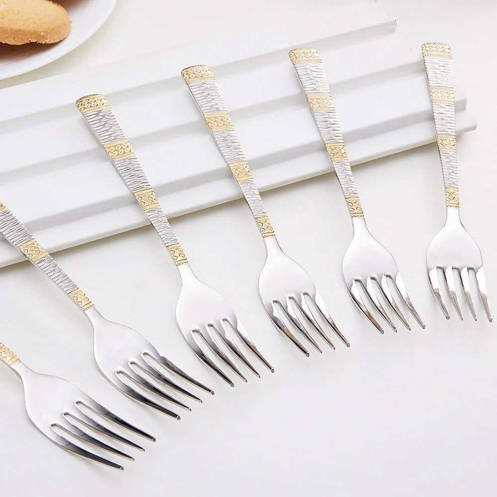Borosil Gold Dinner Fork, Set of 6-18 cm
