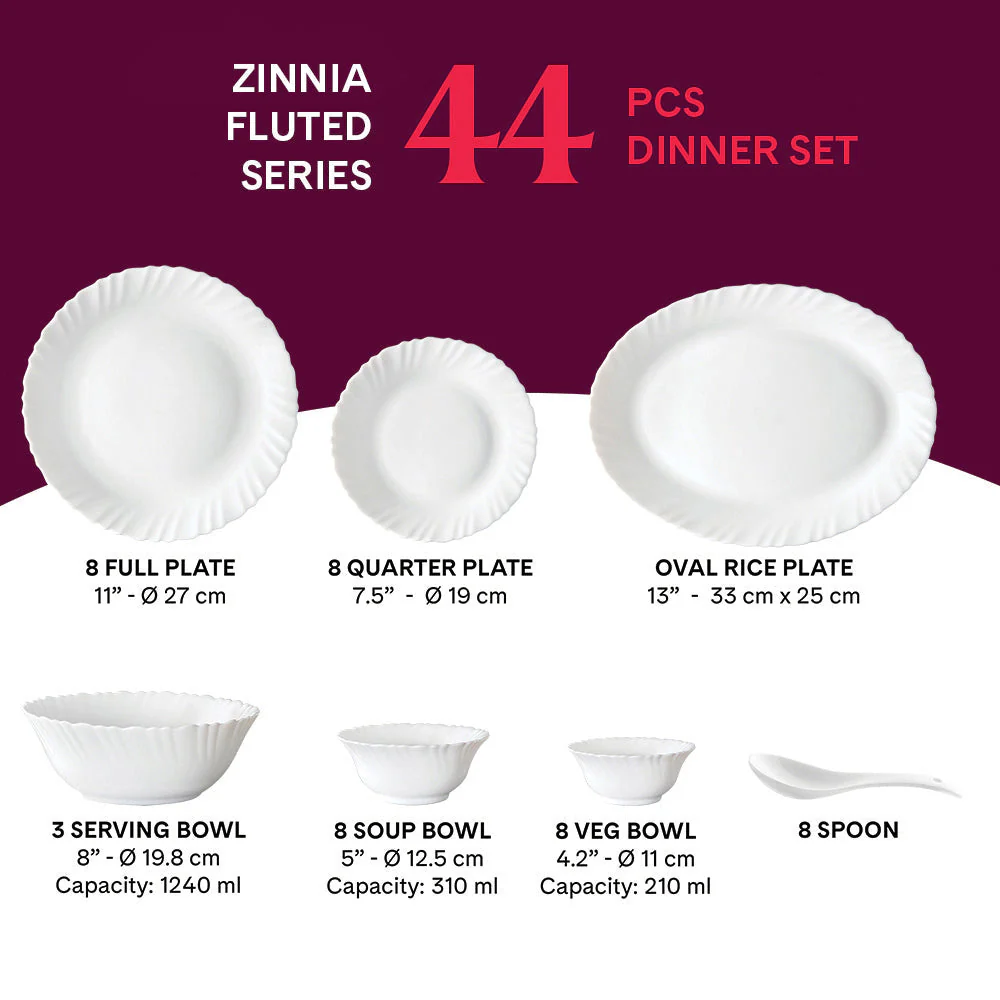 Larah by Borosil Zinnia Dinner Set, 66 pc