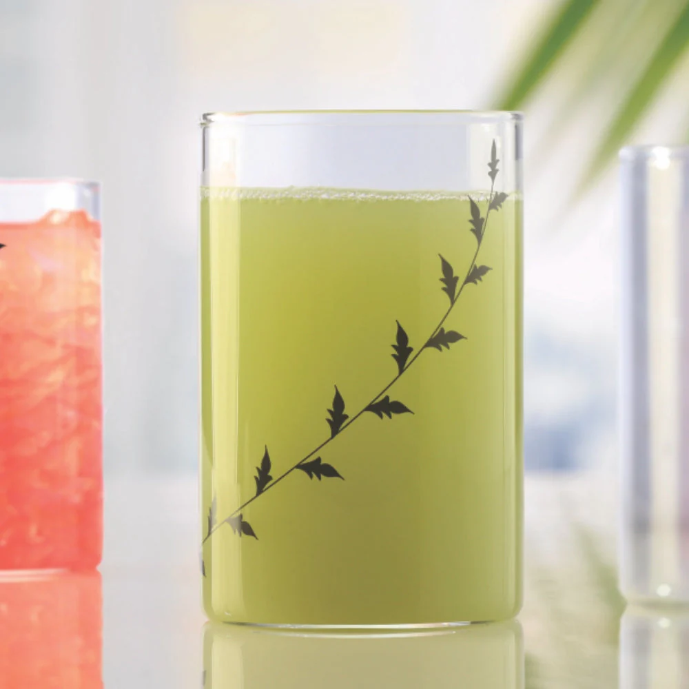 Borosil Black Krip Glass, Set of 6, 350ml