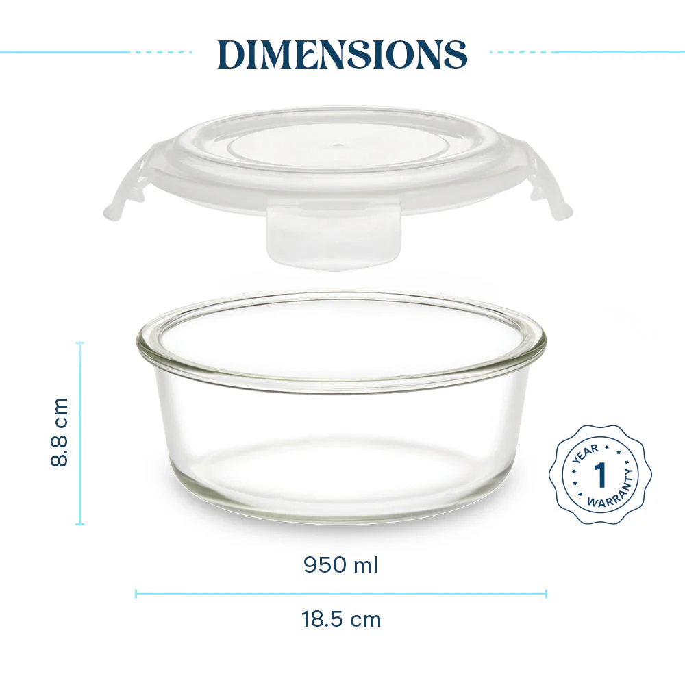 Larah Glass Klip n Store, Round Container