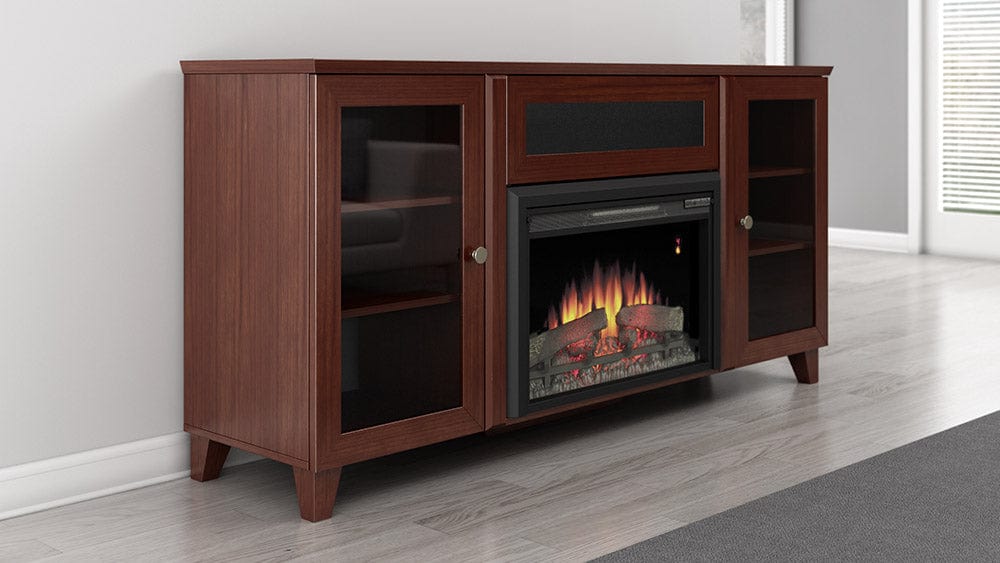 Adel Electric Fireplace Entertainment Center in Dark Cherry
