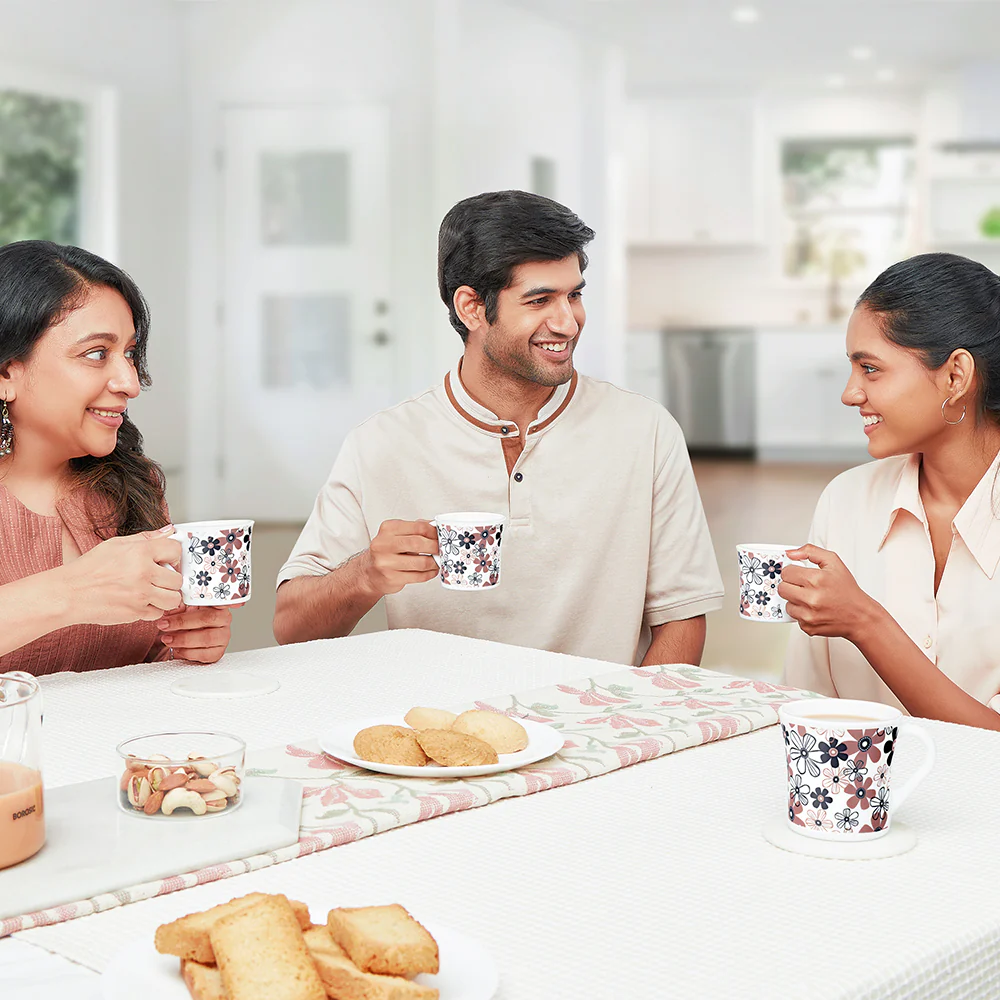 Larah by Borosil Crysta Macy Mug Set, 210ml x 6