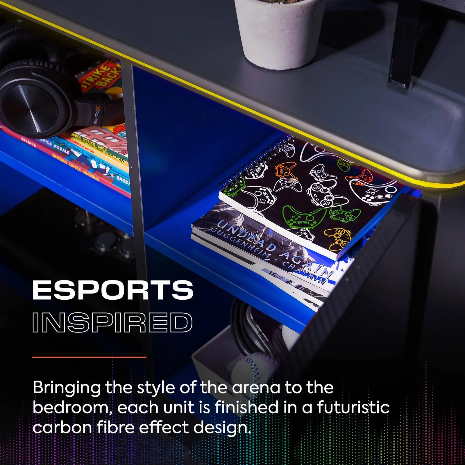 Carbon-Tek LED TV Media Unit - Grey / Blue RGB