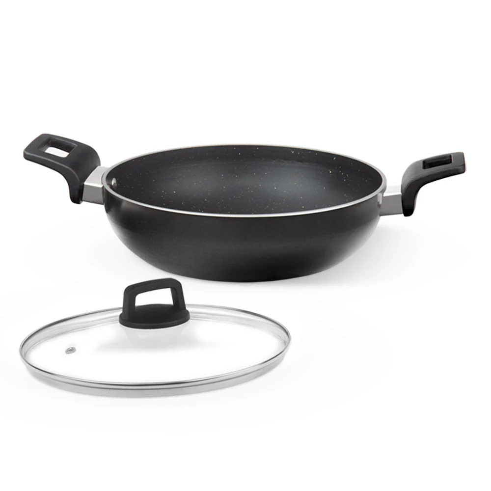 Borosil Granito Nonstick Kadhai + Lid, 20 cm