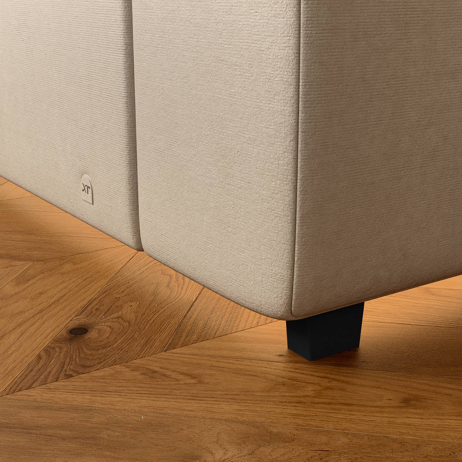 Maisie Upholstered Velvet LED Ottoman TV Bed - Natural Stone (2 Sizes)