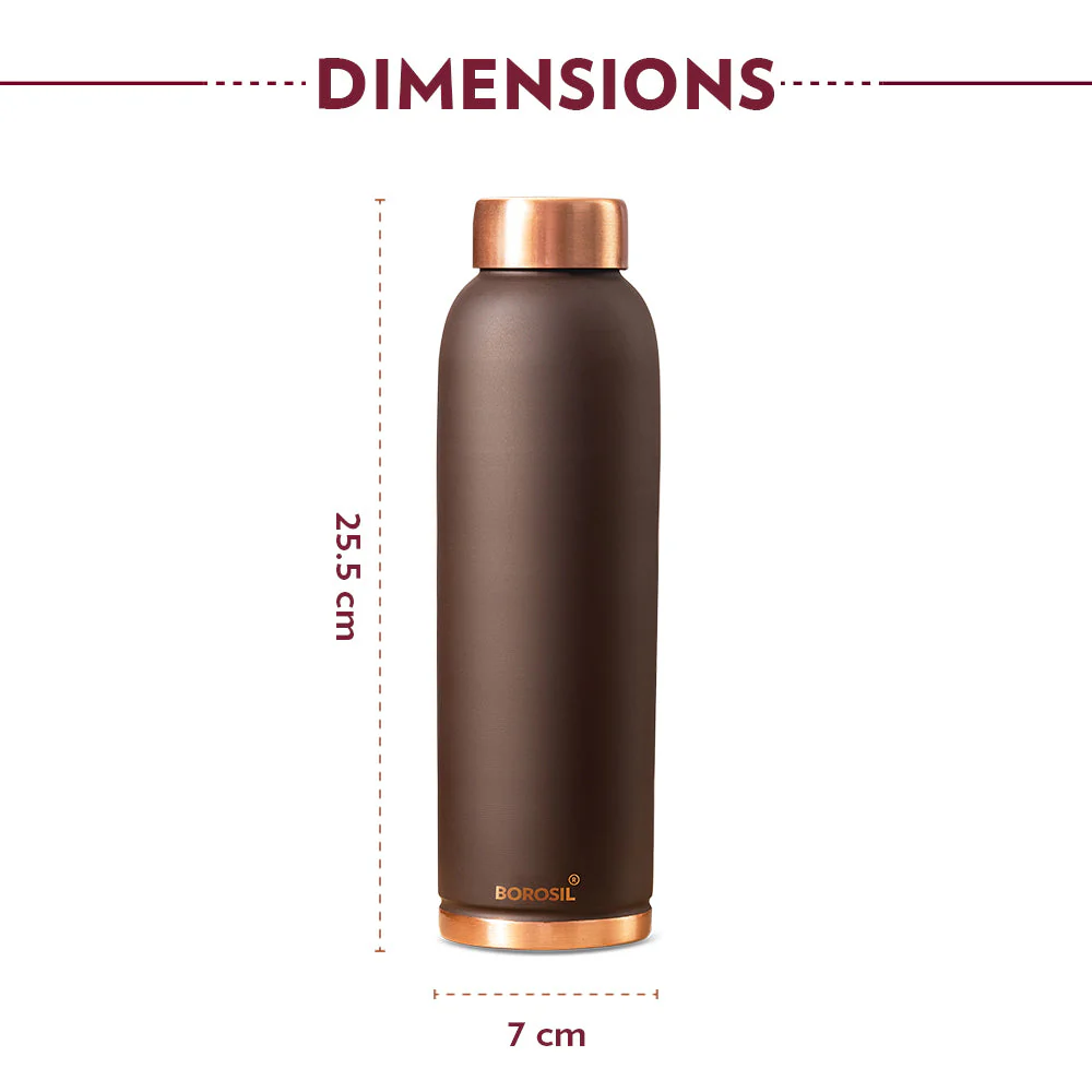 Borosil Eco Copper Bottle, Brown, 1L