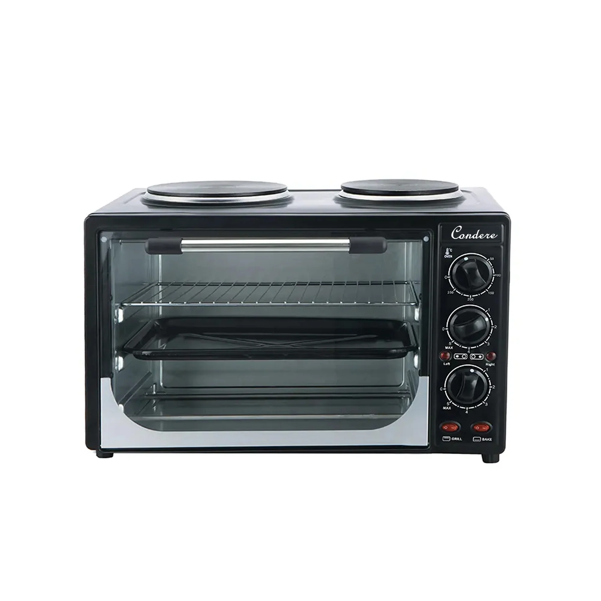 Condere Electric Oven With 2 Plate Stove Black