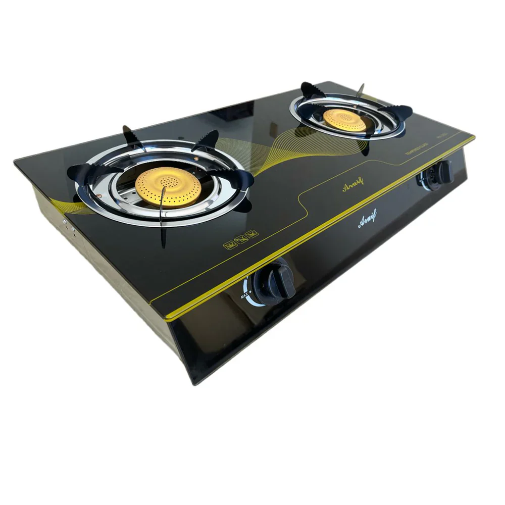 Condere Aruif 2 Burner Auto Ignition Tempered Glass Gas Stove Black
