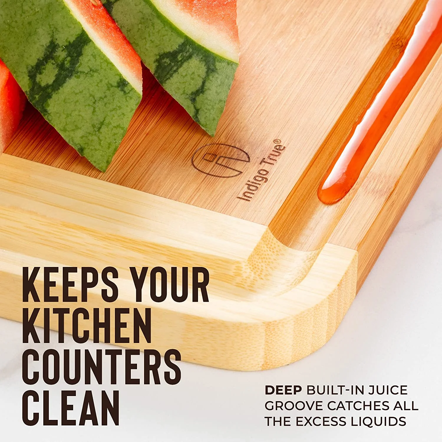 Extra Large Bamboo Cutting Board for Kitchen with Juice Groove - 17.5 x 13.5 x 0.75 inch