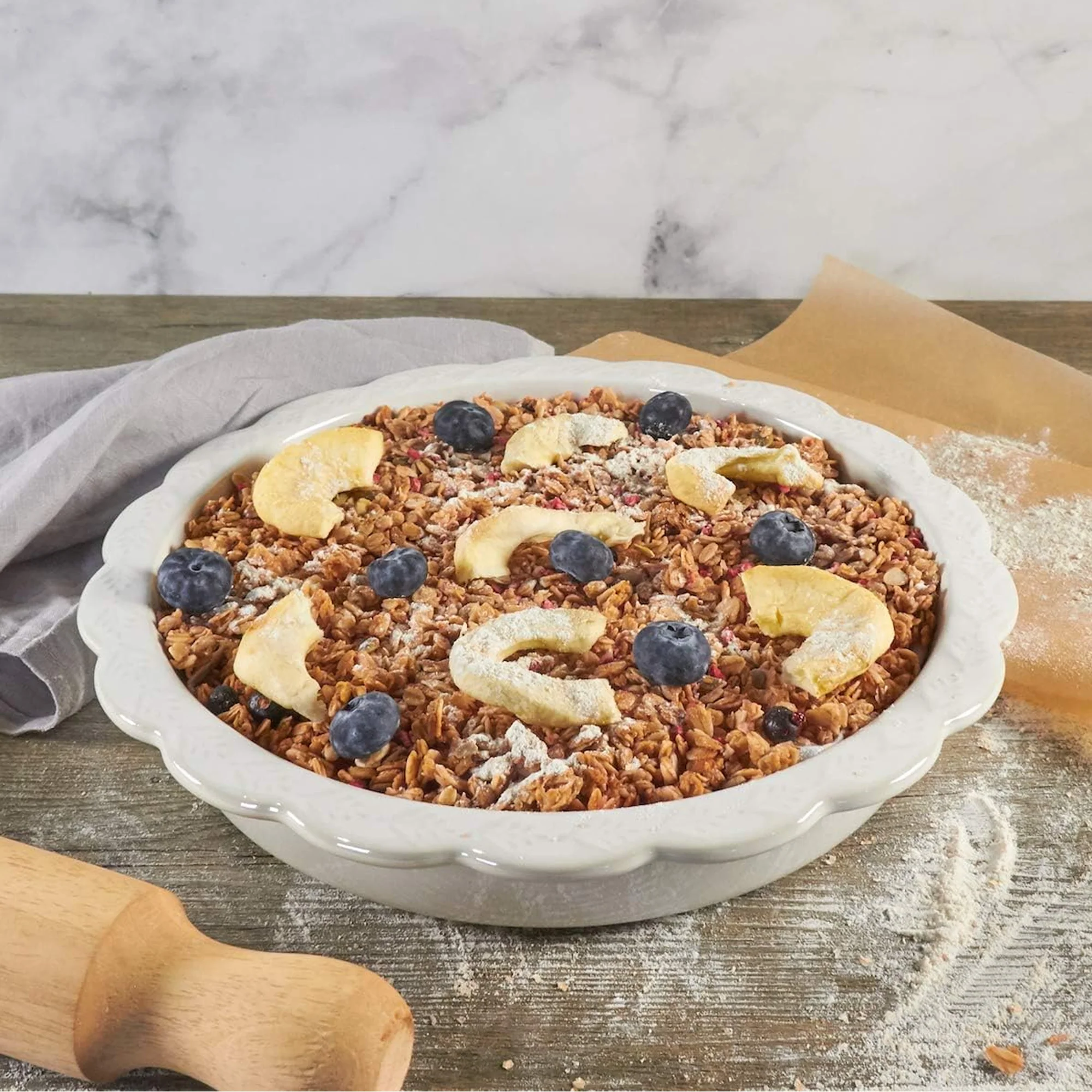 Ciroa Print Ceramic Pie Dish White