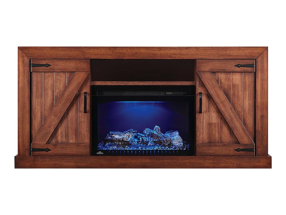 Lambert Electric Fireplace TV Stand in Rustic Wood
