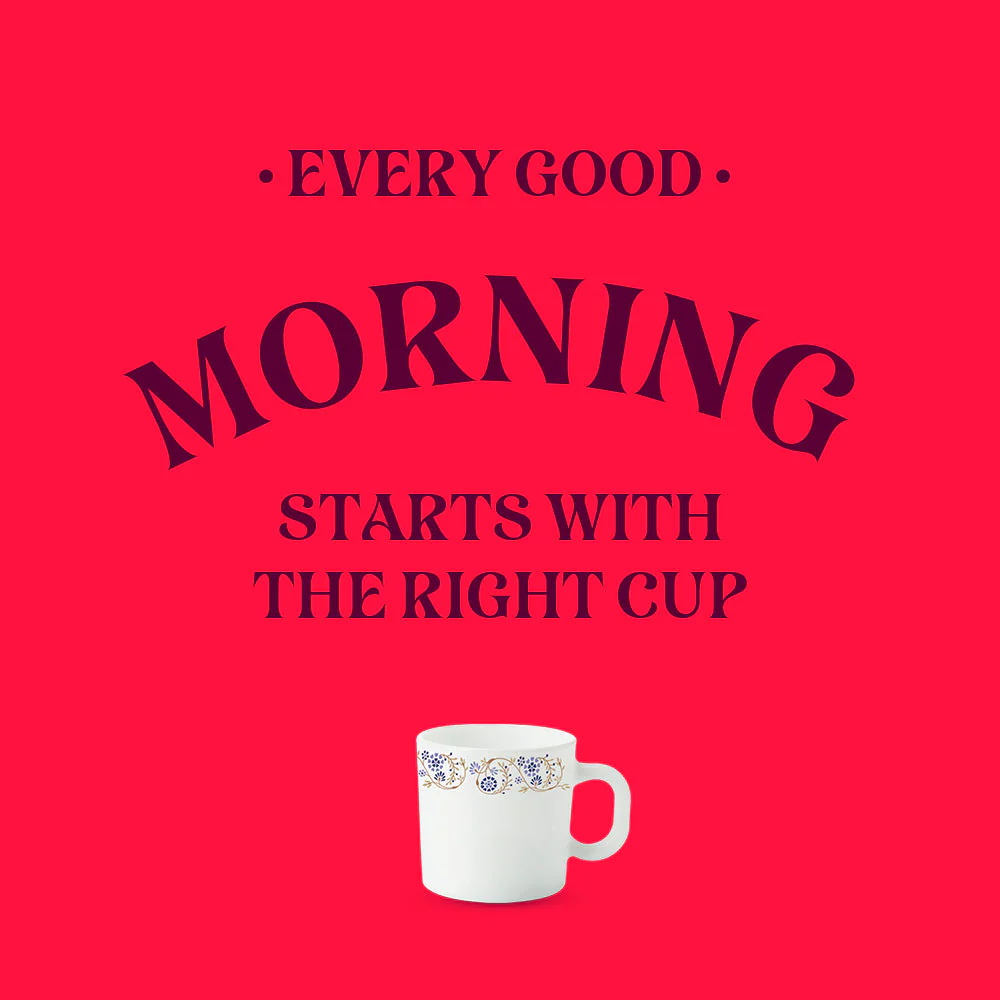 Larah by Borosil Mist Mug Set, 180ml x 6