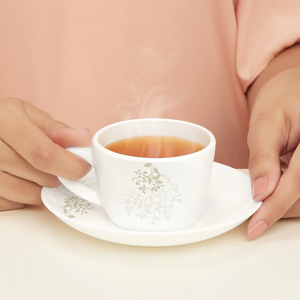 Larah by Borosil Ingot Cup n Saucer Set, 140ml x 12