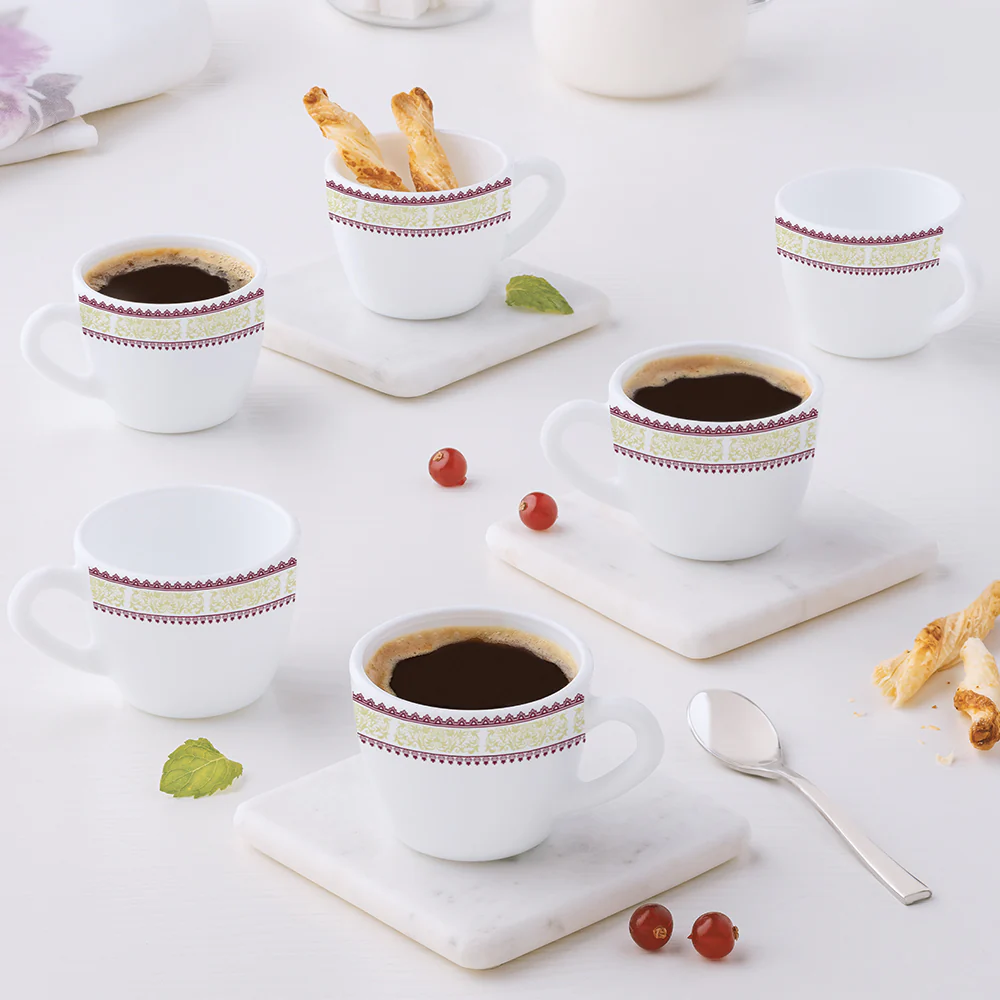 Larah by Borosil Elega Cup Set, 90ml x 6