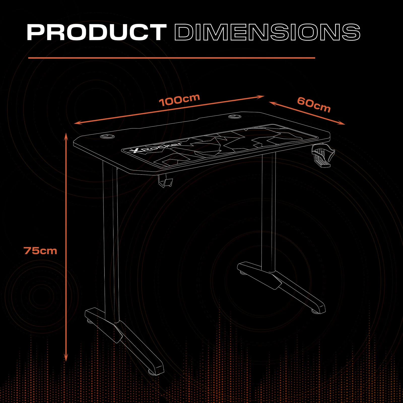 Panther 100cm Gaming Desk with Mousepad - Carbon Black