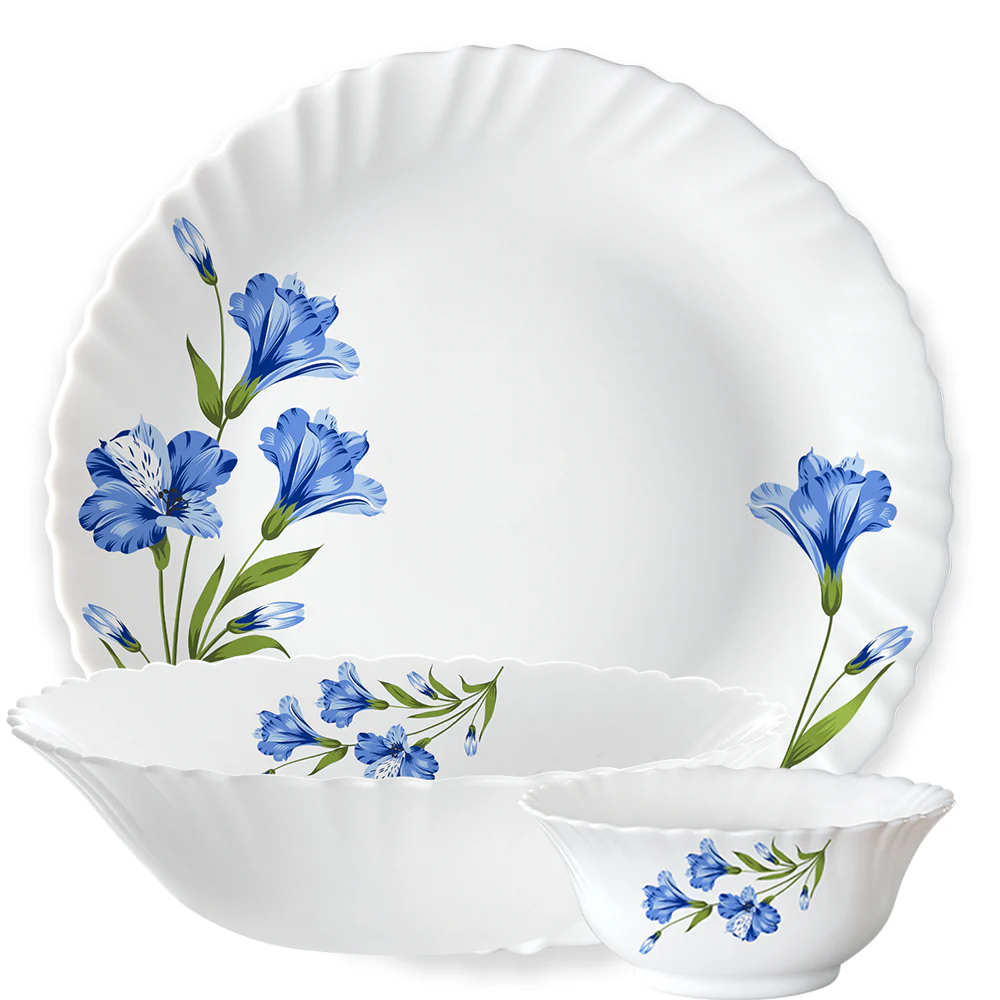 Larah by Borosil, Marina Blue Dinner Set, 6 pc