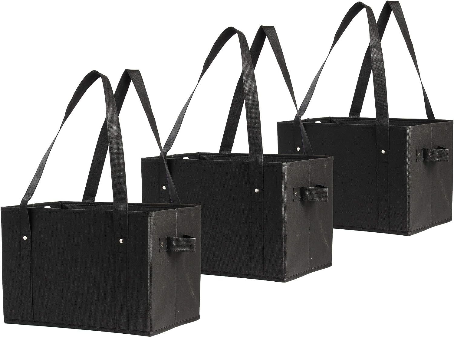Reusable Grocery Bags - Deluxe Collapsible Shopping Box with Reinforced Bottom, Set of 3