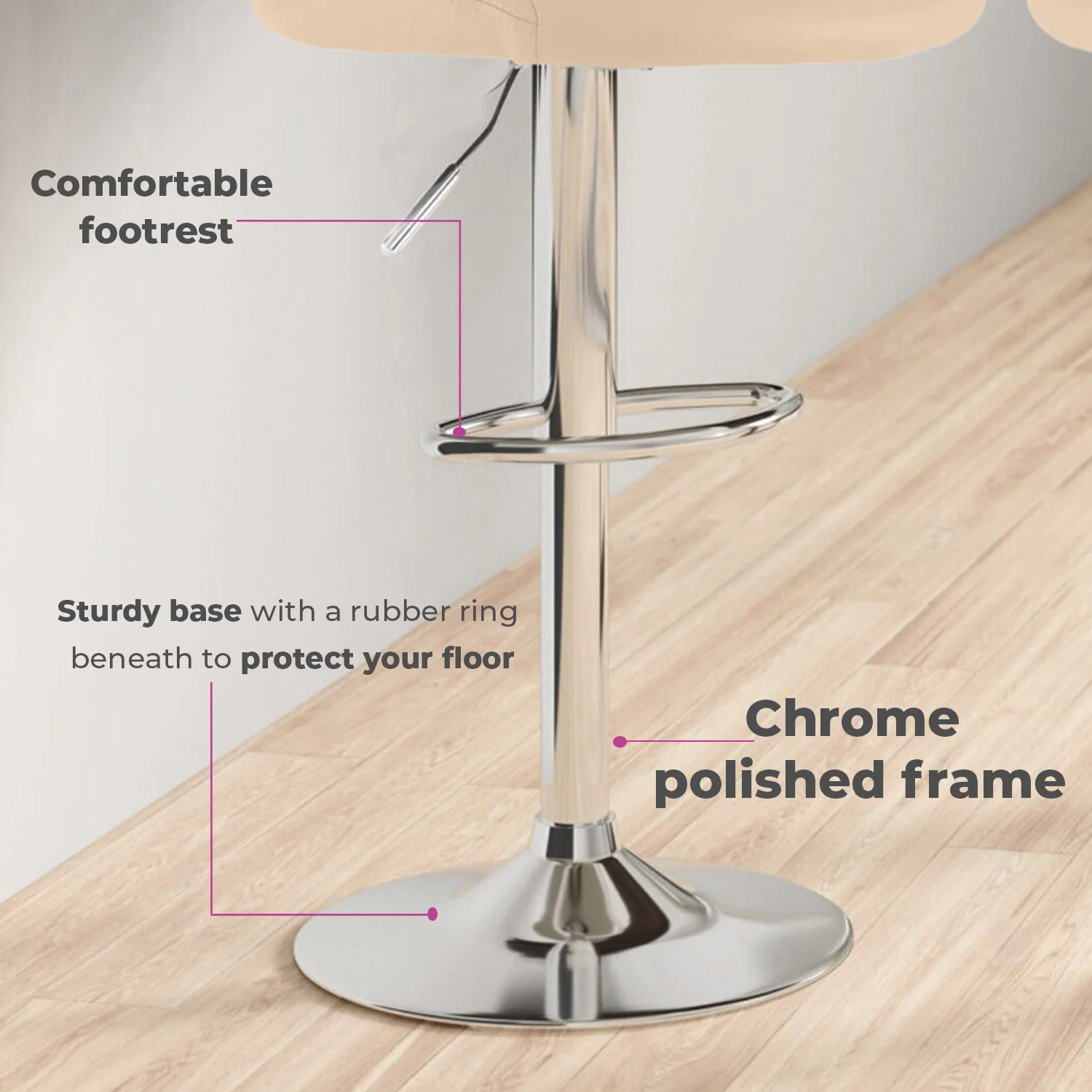 Cream Faux Leather Bar Stool