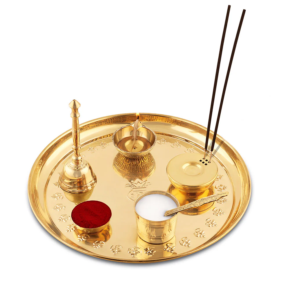 Borosil Puja Thali, 7 pc set + Samagri