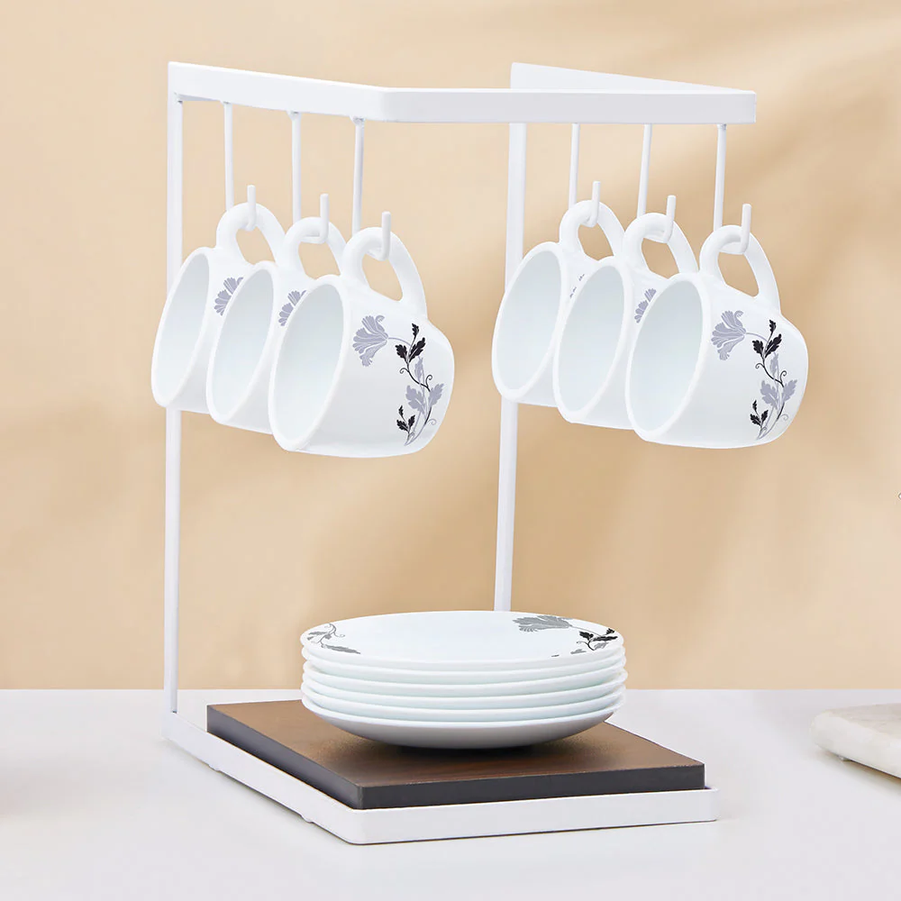 Larah by Borosil Millenia Cup n Saucer Set, 140ml x 12