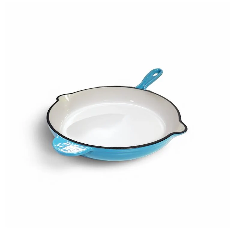 Aqua Enamel Cast Iron Frying Pan Blue